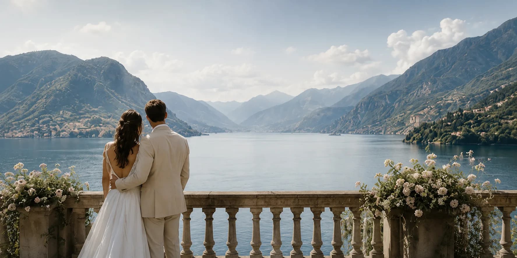 Emma et Hugo devant le lac de Côme