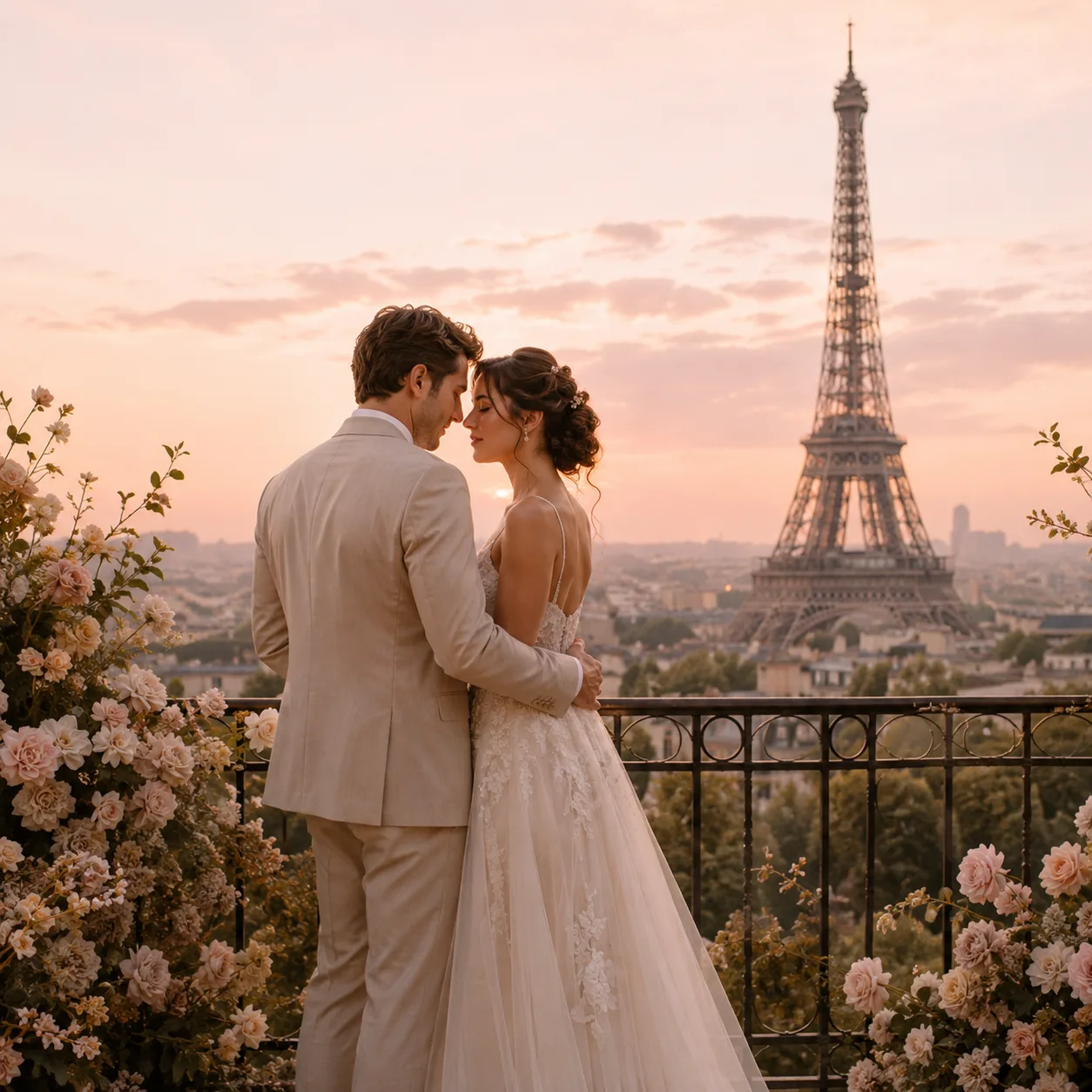 Élise et Marc devant la tour Eiffel